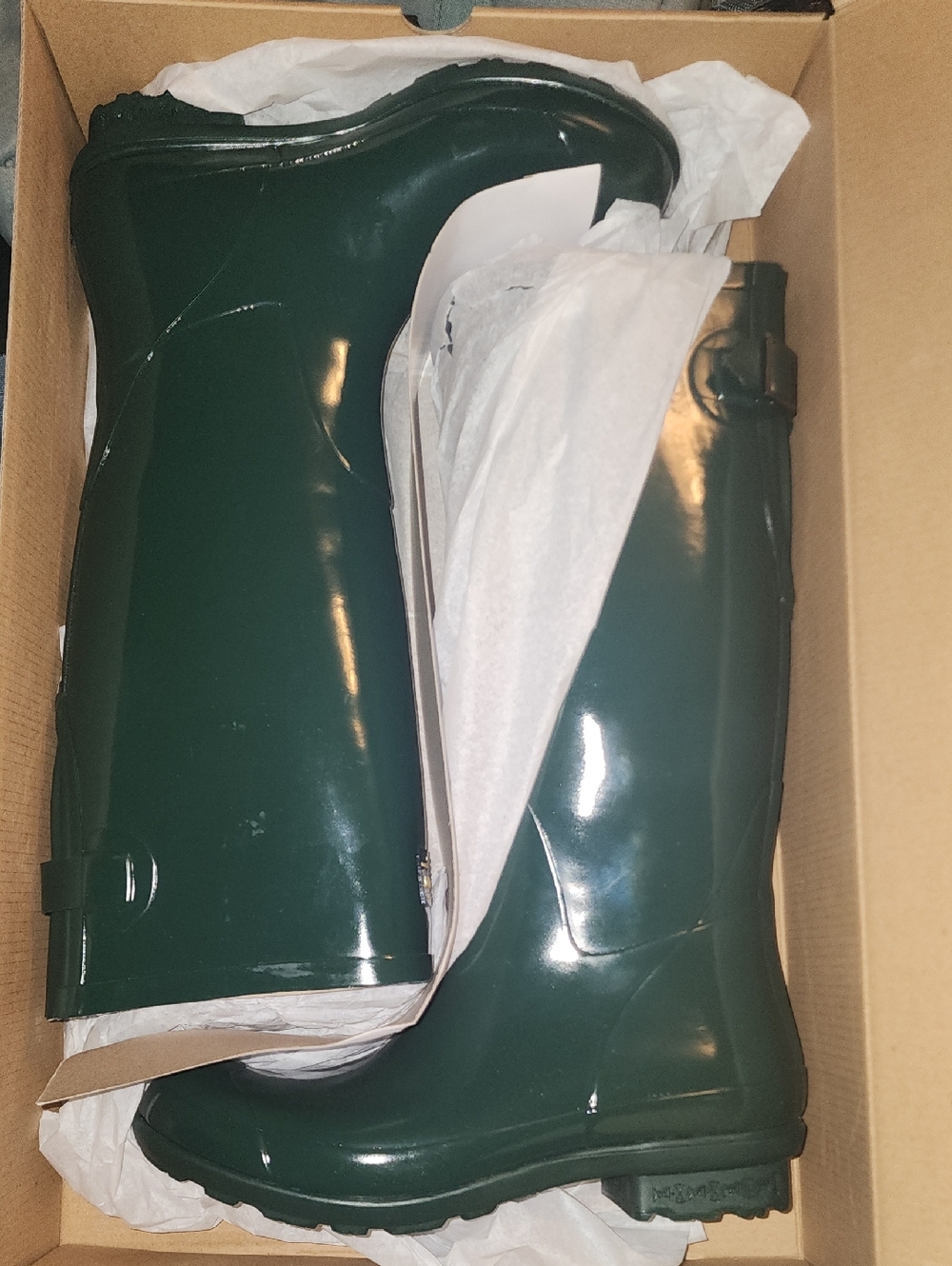 Pendleton Glossy Forest Green Rain Heeled Boots
